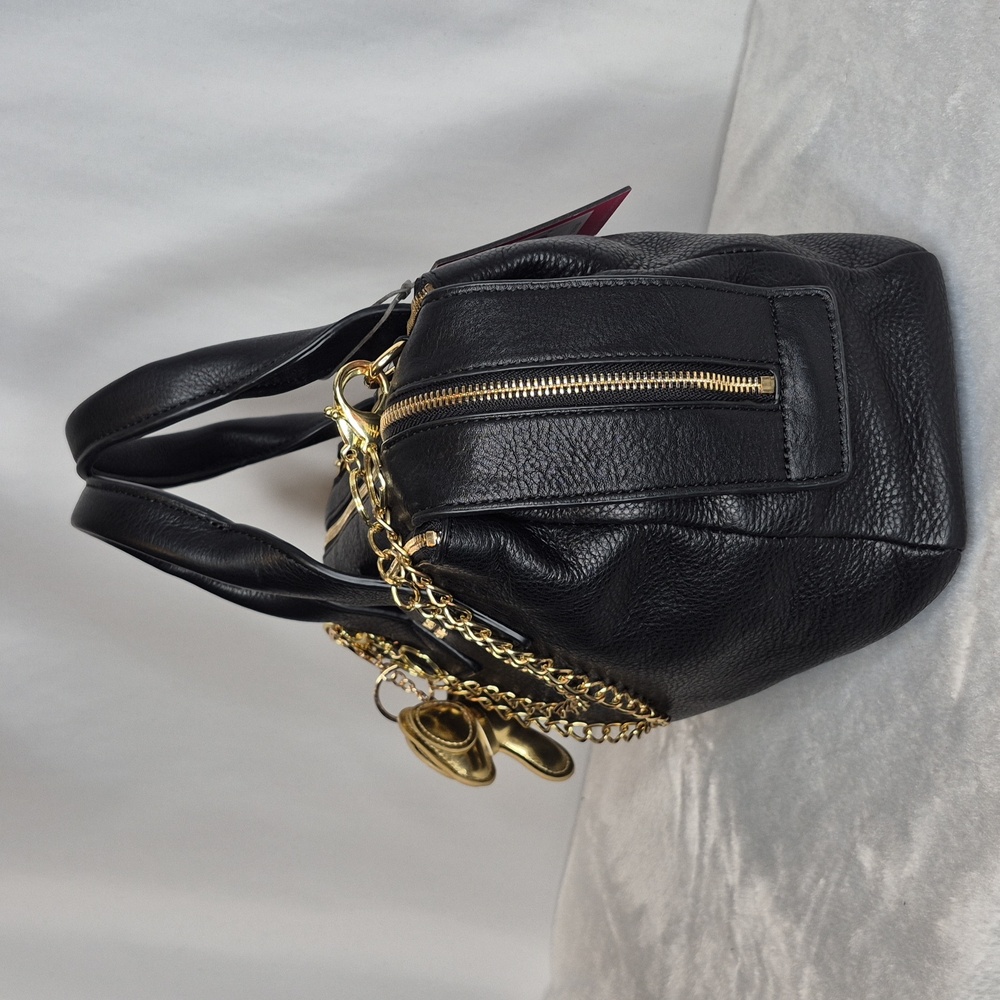 Vince Camuto Black Leather Handbag with Gold Accents - Picture 10 of 17